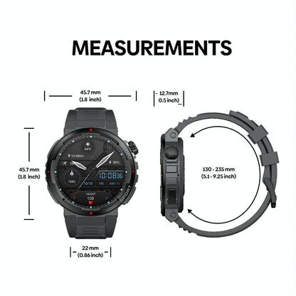 1.43 Inch Fitness & Wellness Smart Watch 24H Health Monitoring - Lava Black