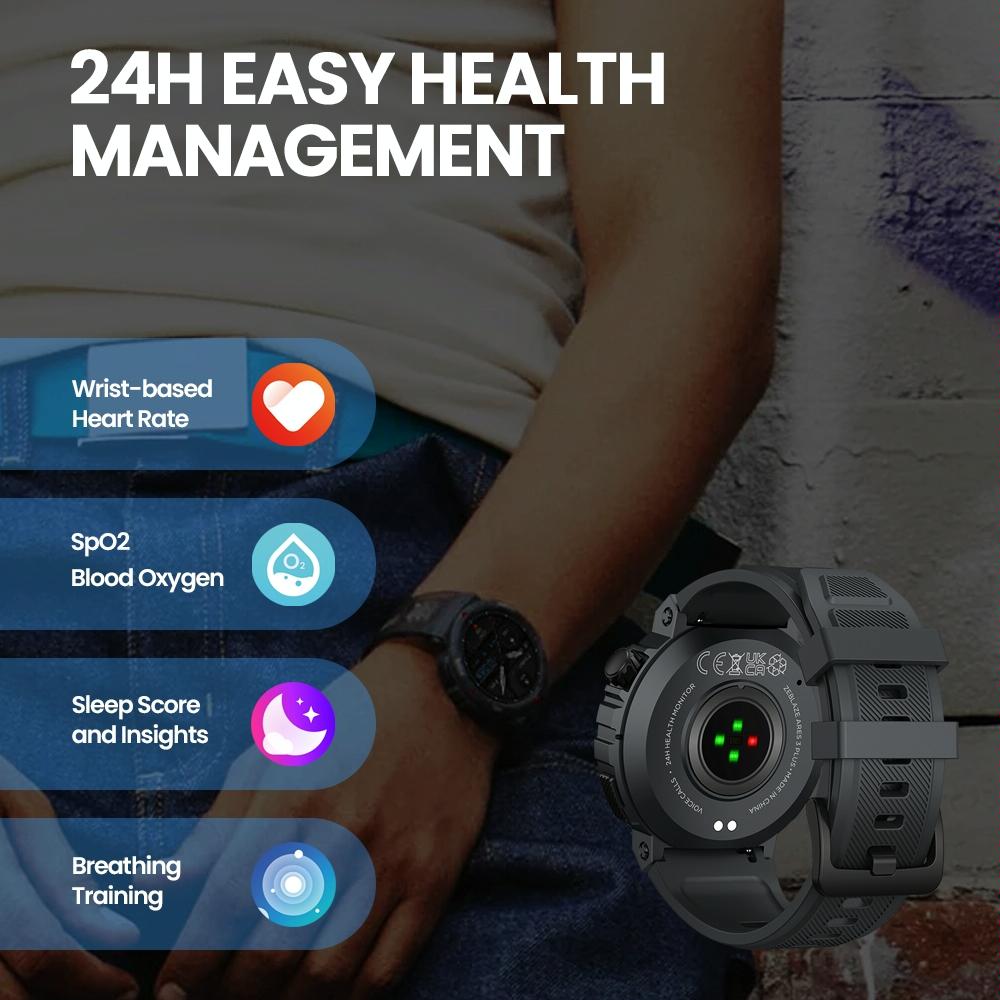 1.43 Inch Fitness & Wellness Smart Watch 24H Health Monitoring - Lava Black