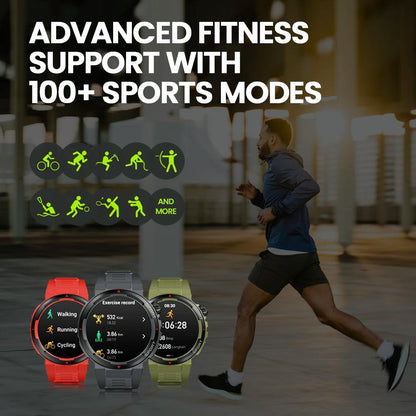 1.43 Inch Fitness & Wellness Smart Watch 24H Health Monitoring - Lava Black