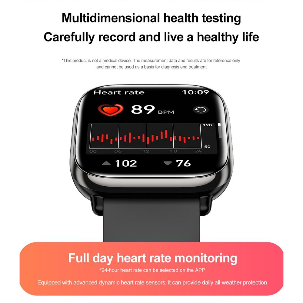 Waterproof Smart Watch With Blood Oxygen Monitoring - Ip68 - Black