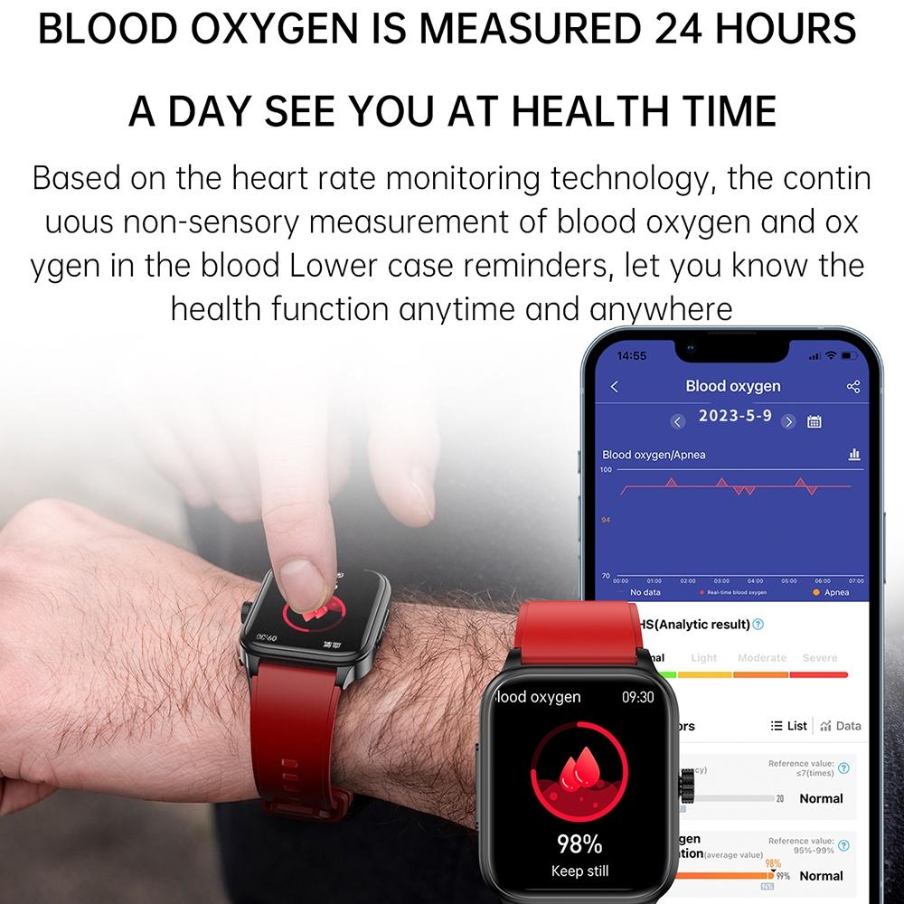 1.91 Inch Ip67 Waterproof Silicone Band Smart Watch Support Ecg / Non-Invasive Blood Glucose Measurement - Blue