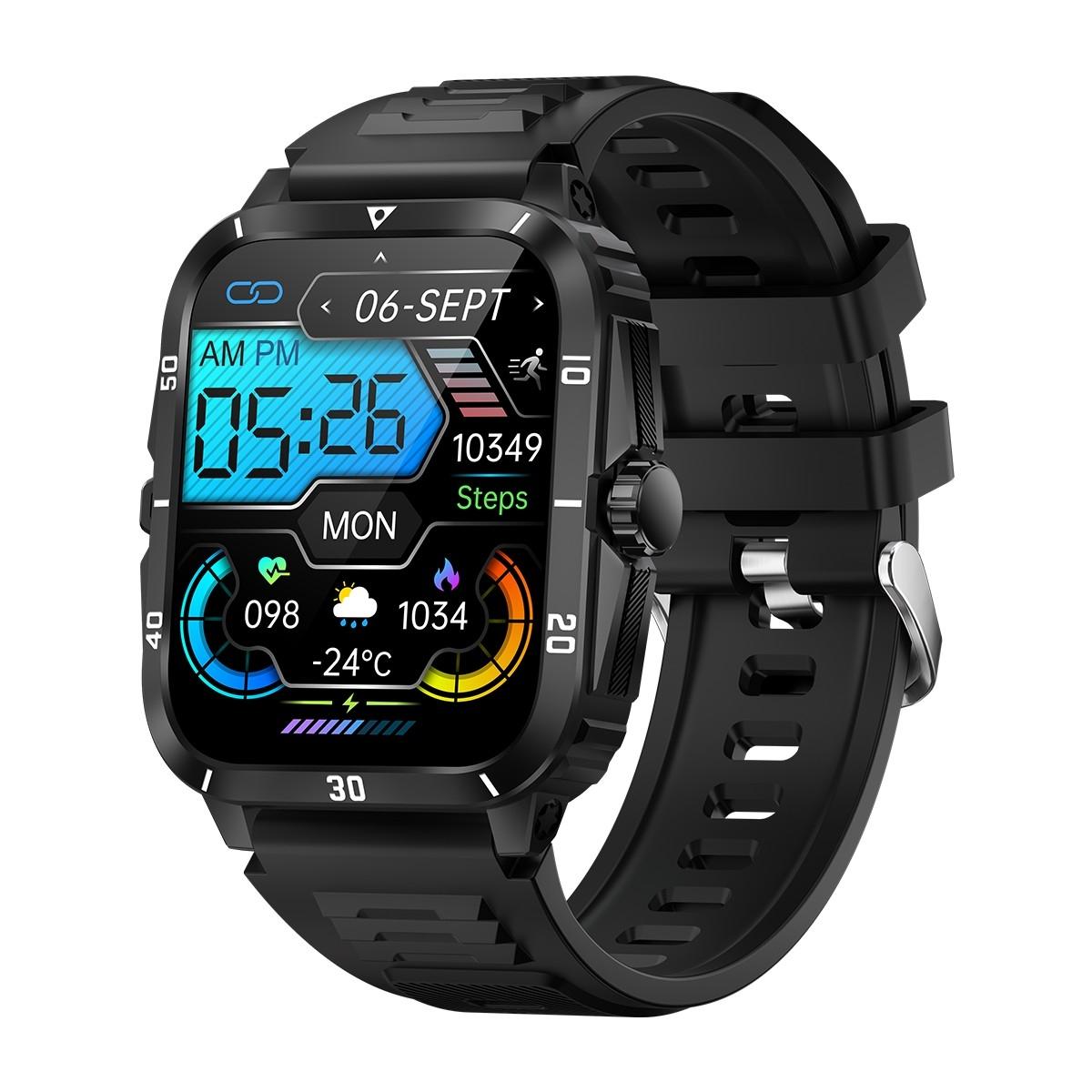 1.96 Inch Hd Square Screen Rugged Smart Watch Supports Bluetooth Calls / Sleep Monitoring / Blood Oxygen Monitoring - Black + Gold