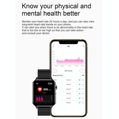 1.7 Inch Tft Colour Screen Ip68 Waterproof Smart Watch Support Blood Oxygen Monitoring / Body Temperature Monitoring / Ai Medical Diagnosis - Leather Strap - Brown