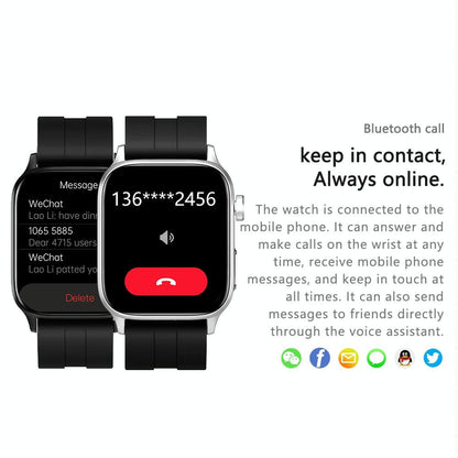 1.85 Inch Tft Screen Leather Band Health Smart Watch Support Bluetooth Call / Plateau Blood Oxygen / Body Temperature / Arrhythmia / Ti Heart Rate Monitoring - Brown