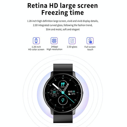 1.28 Inch Touch Screen Ip67 Waterproof Smart Watch Support Blood Pressure Monitoring / Sleep Monitoring / Heart Rate Monitoring - Blue