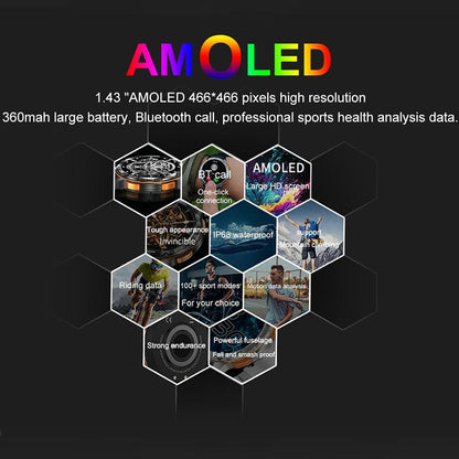 1.43 Inch Amoled Round Screen Steel Strap Smart Watch - Gold