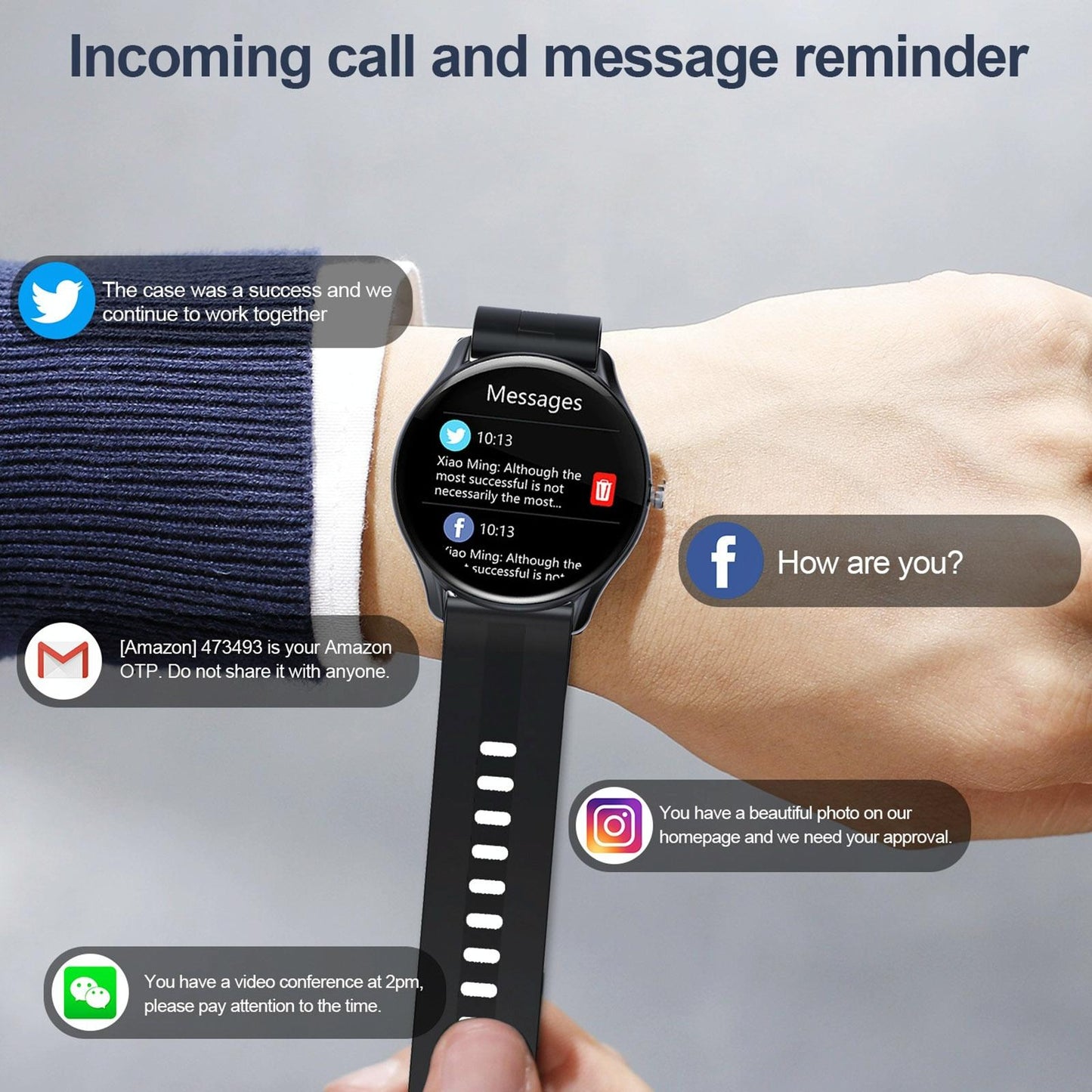Smart Wristband With Sleep And Heart Monitoring Options - Rose Gold