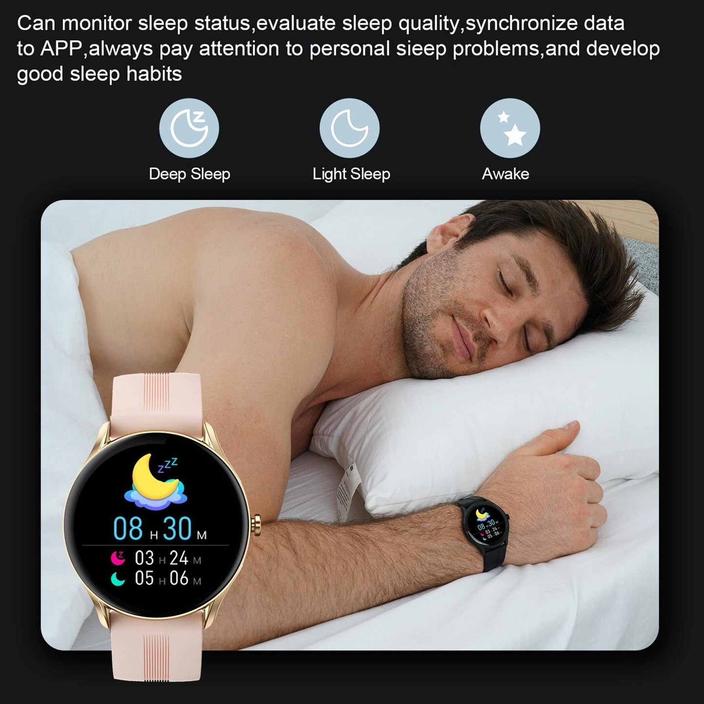 Smart Wristband With Sleep And Heart Monitoring Options - Rose Gold