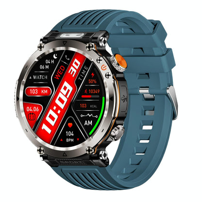 Waterproof Smart Watch With Flashlight And Compass - 1 Inch - Black