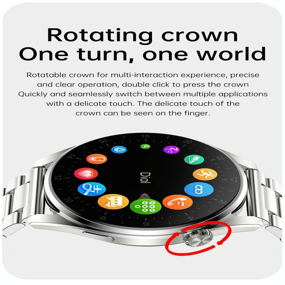 Waterproof Steel Smartwatch With Colour Screen - Ip68 - Silver