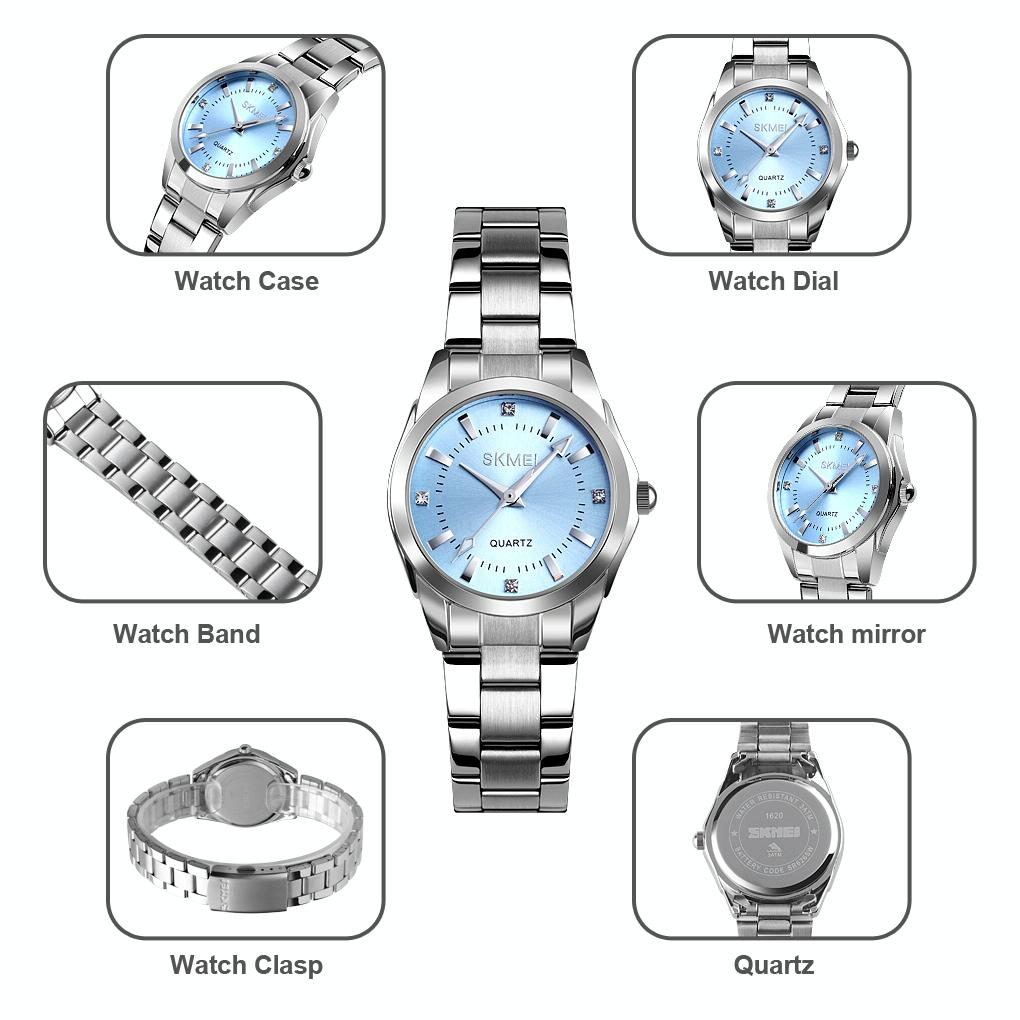 Waterproof Quartz Women Watch with Rhinestone Steel Strap - Delicate and Creative - Pink