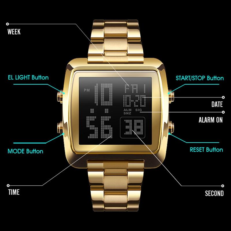 Vintage Gold Steel Square Watch - Waterproof & Luminous - Rose Gold