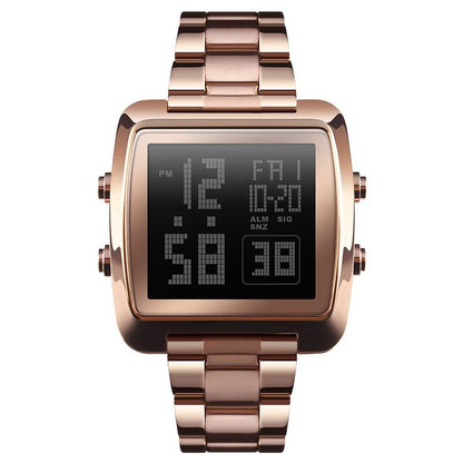 Vintage Gold Steel Square Watch - Waterproof & Luminous - Rose Gold