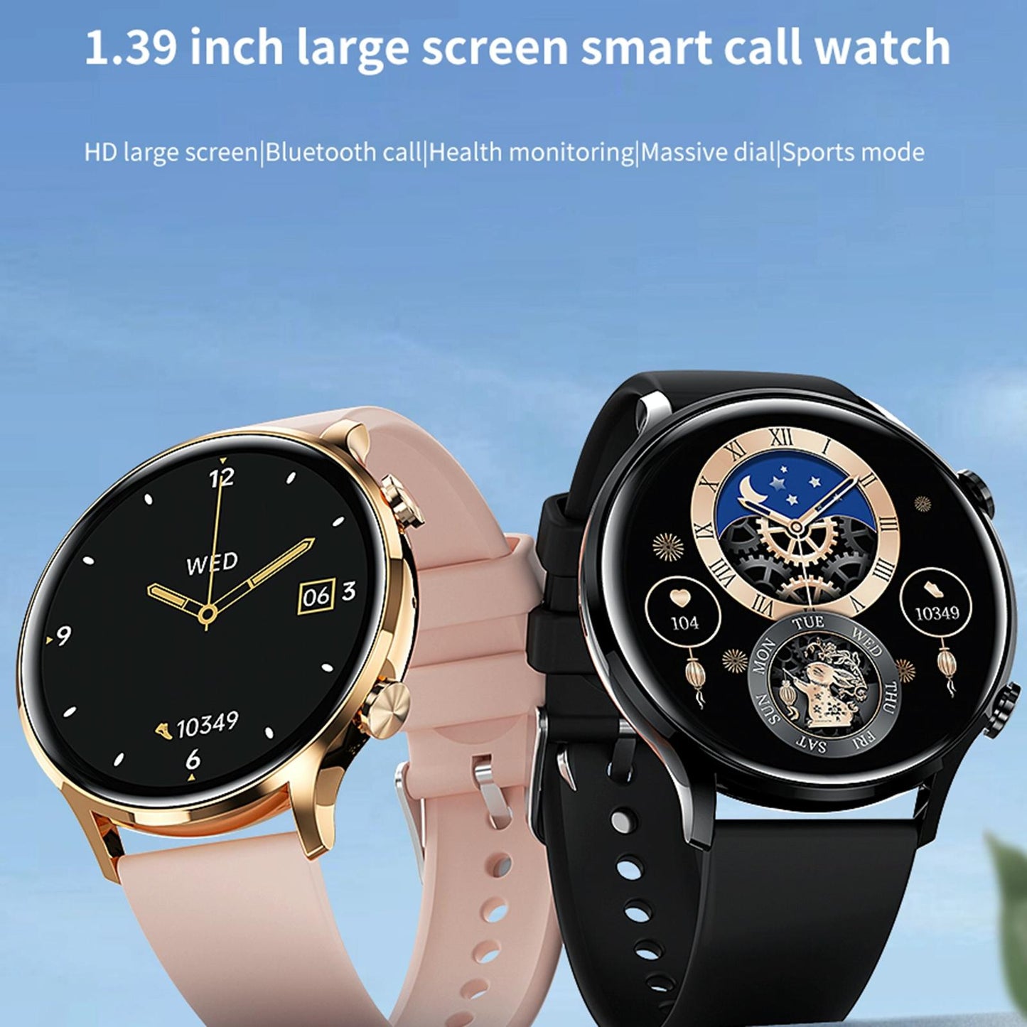 1.39 Inch Bt5.2 Smart Sport Watch Support Bluetooth Call / Sleep / Blood Oxygen / Temperature / Heart Rate / Blood Pressure Health Monitor - Pink
