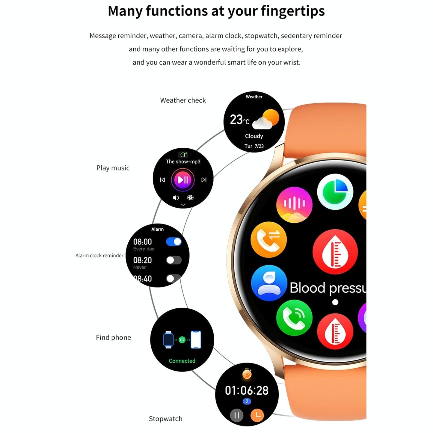 1.39 Inch Bt5.2 Smart Sport Watch Support Bluetooth Call / Sleep / Blood Oxygen / Temperature / Heart Rate / Blood Pressure Health Monitor - Pink