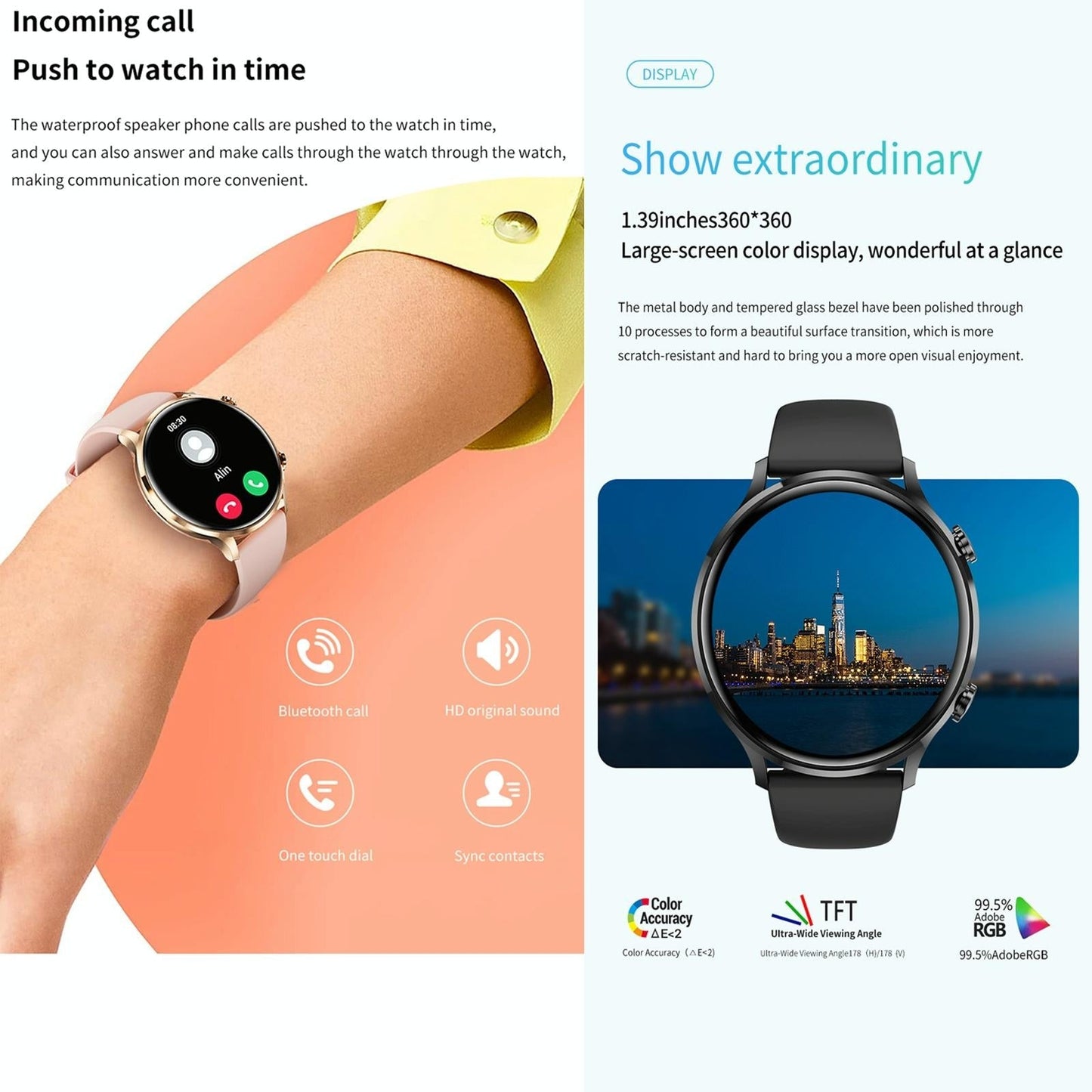 1.39 Inch Bt5.2 Smart Sport Watch Support Bluetooth Call / Sleep / Blood Oxygen / Temperature / Heart Rate / Blood Pressure Health Monitor - Pink