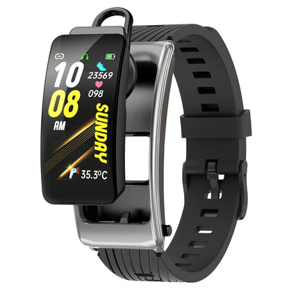 1.14 Inch Silicone Band Earphone Detachable Life Waterproof Smart Watch Support Bluetooth Call - Black Red