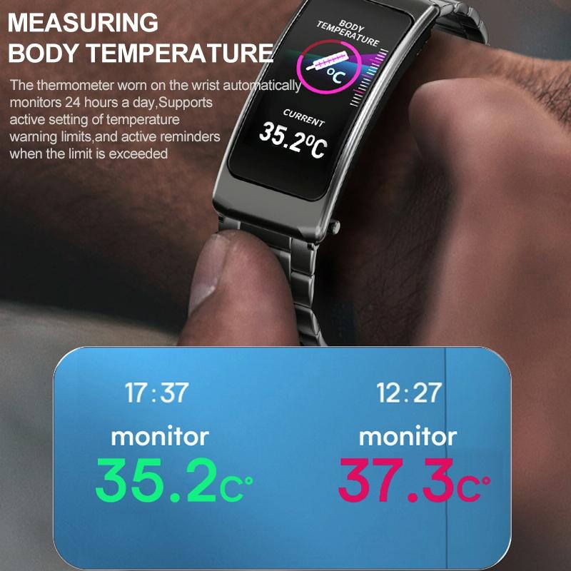 1.14 Inch Silicone Band Earphone Detachable Life Waterproof Smart Watch Support Bluetooth Call - Black Red