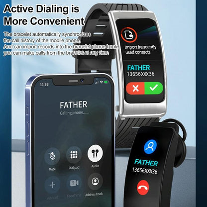 1.14 Inch Silicone Band Earphone Detachable Life Waterproof Smart Watch Support Bluetooth Call - Black Red