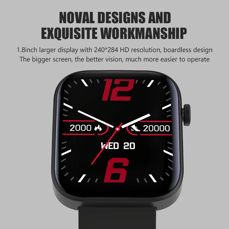 1.8 Inch Tft Screen Bluetooth Smart Watch Support Heart Rate Monitoring & 100+ Sports Modes - Red Blue