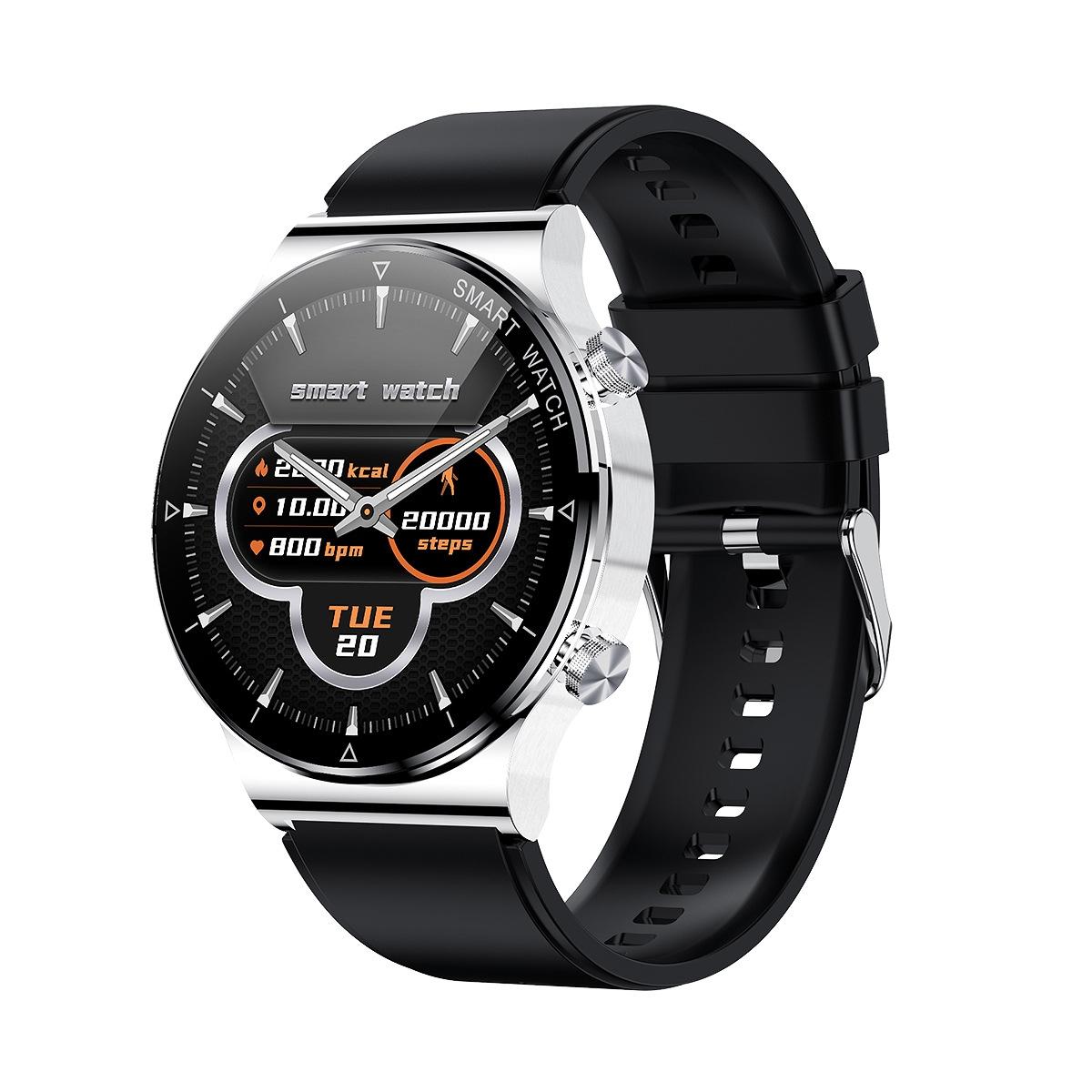 1.32 Inch Heart Rate Sleep Monitoring Smart Watch - Silver Silicone
