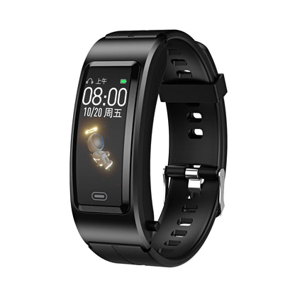 Bluetooth Sleep Heart Monitor Bracelet - B7 - Black + Black Silicone Strap