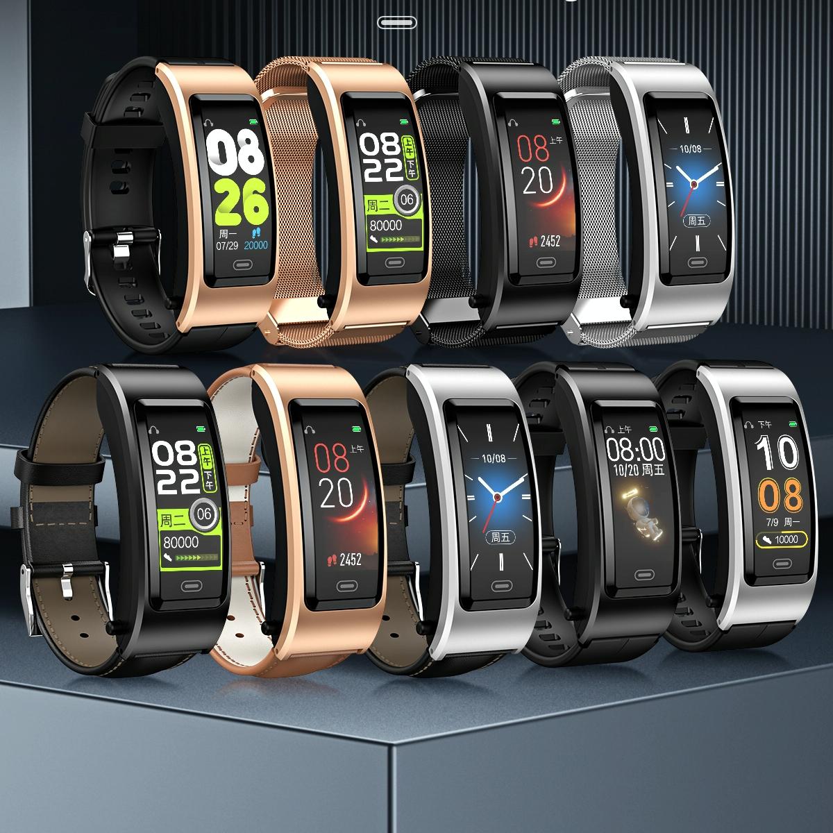 Bluetooth Sleep Heart Monitor Bracelet - B7 - Black + Black Silicone Strap