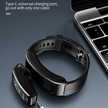 Bluetooth Sleep Heart Monitor Bracelet - B7 - Black + Black Silicone Strap