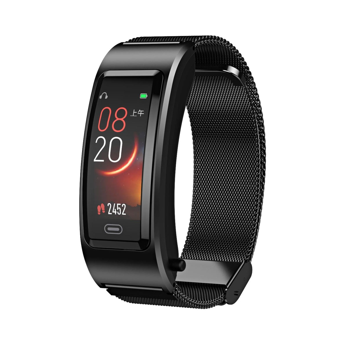 Bluetooth Sleep Heart Monitor Bracelet - B7 - Black + Black Silicone Strap