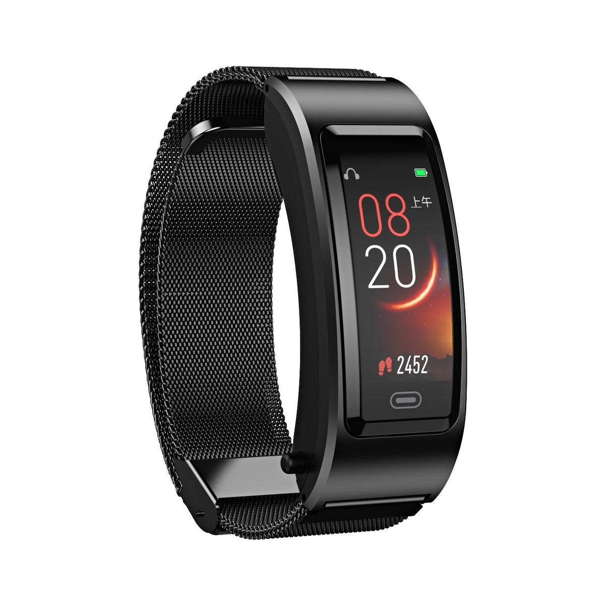 Bluetooth Sleep Heart Monitor Bracelet - B7 - Black + Black Silicone Strap