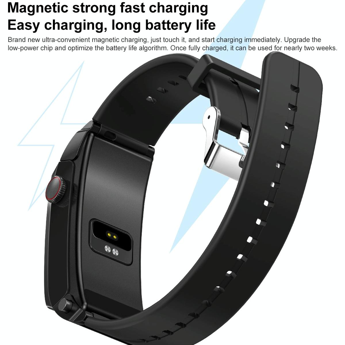 1.5 Inch Silicone Band Earphone Detachable Ip68 Waterproof Smart Watch Support Bluetooth Call - Red
