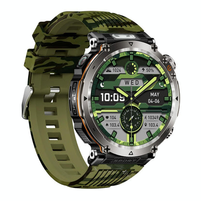 Waterproof Smart Watch With Flashlight Banknote Detector And Compass - Camo - Army Green