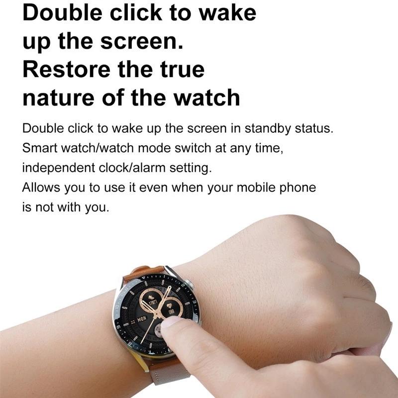 Smart Leather Watch With Colour Screen - Silver