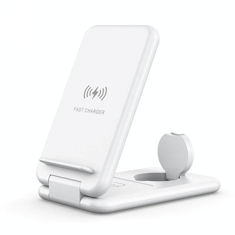 15W 3 In 1 Foldable Wireless Charger For Iphones Iwatchs Airpods - White