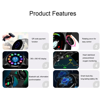 1.32 Inch Heart Rate Monitoring Smart Watch With Payment Function - Silver Steel