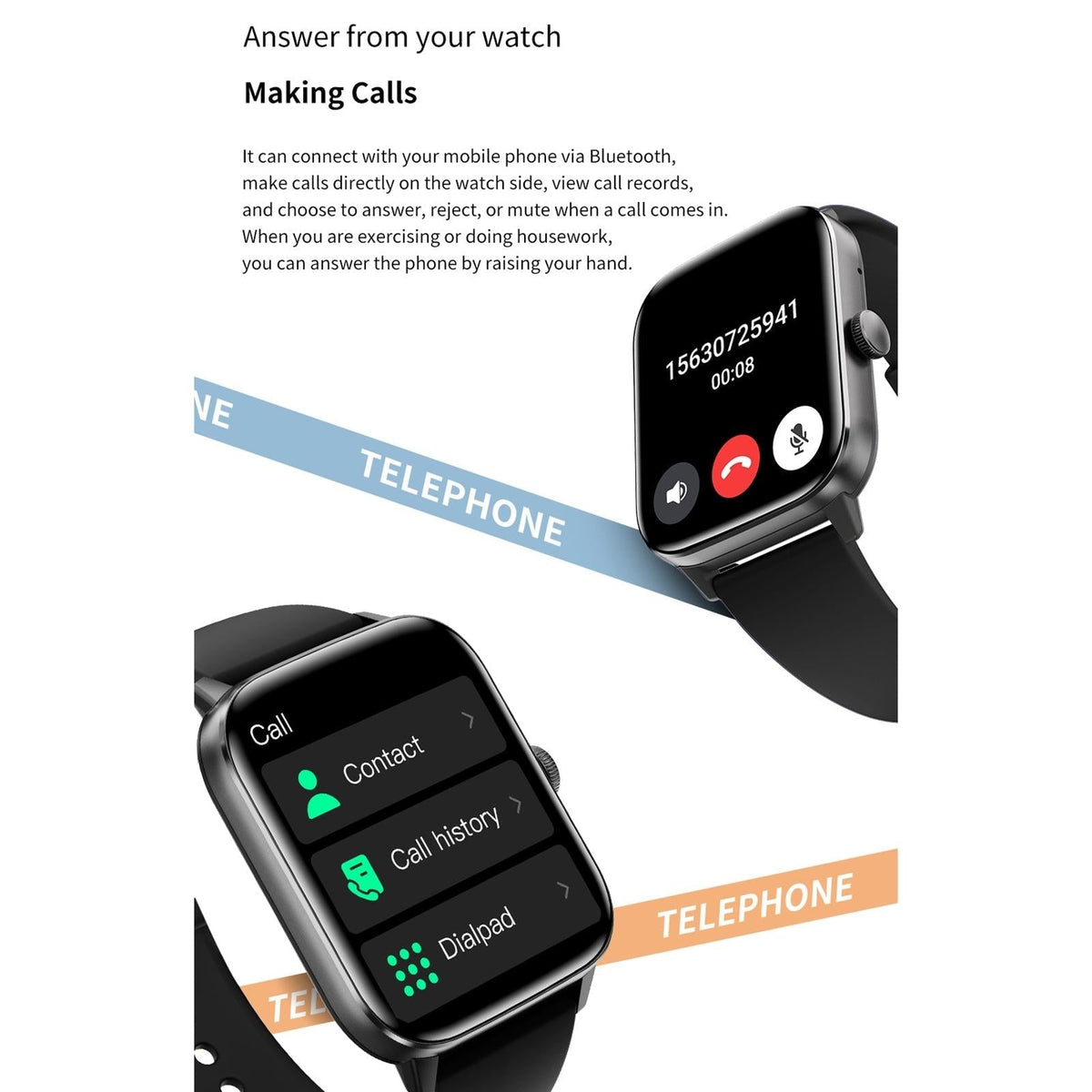 1.91 Inch Bt5.2 Smart Sport Watch Support Sleep / Heart Rate / Blood Oxygen / Temperature / Blood Pressure Health Monitor - Black