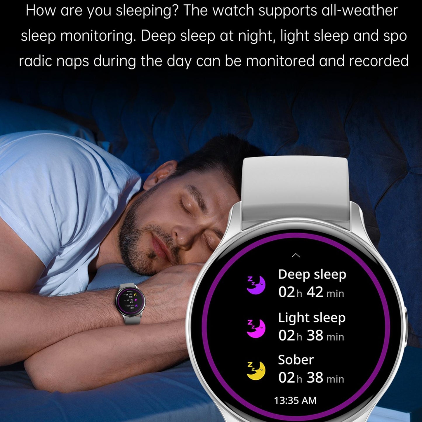 1.43 Inch Bt5.0 Ip67 Sport Smart Watch Support Bluetooth Call / Message Notification / Heart Rate / Blood Pressure Health Monitor - Silver