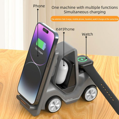15W 3 In 1 Forklift Wireless Charger With Led Light - Orange