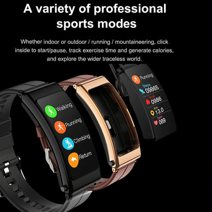 1.14 Inch Steel Band Earphone Detachable Smart Watch Support Bluetooth Call - Gold