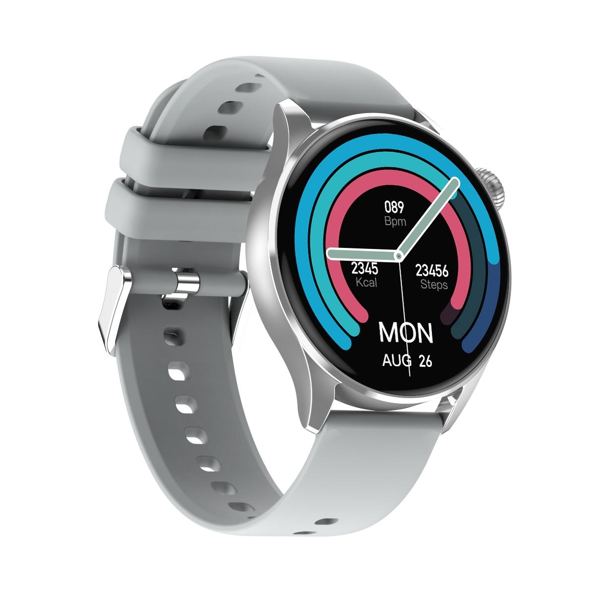 Smart Watch With Heart Rate And Blood Pressure Monitoring - Colour Screen - Silver