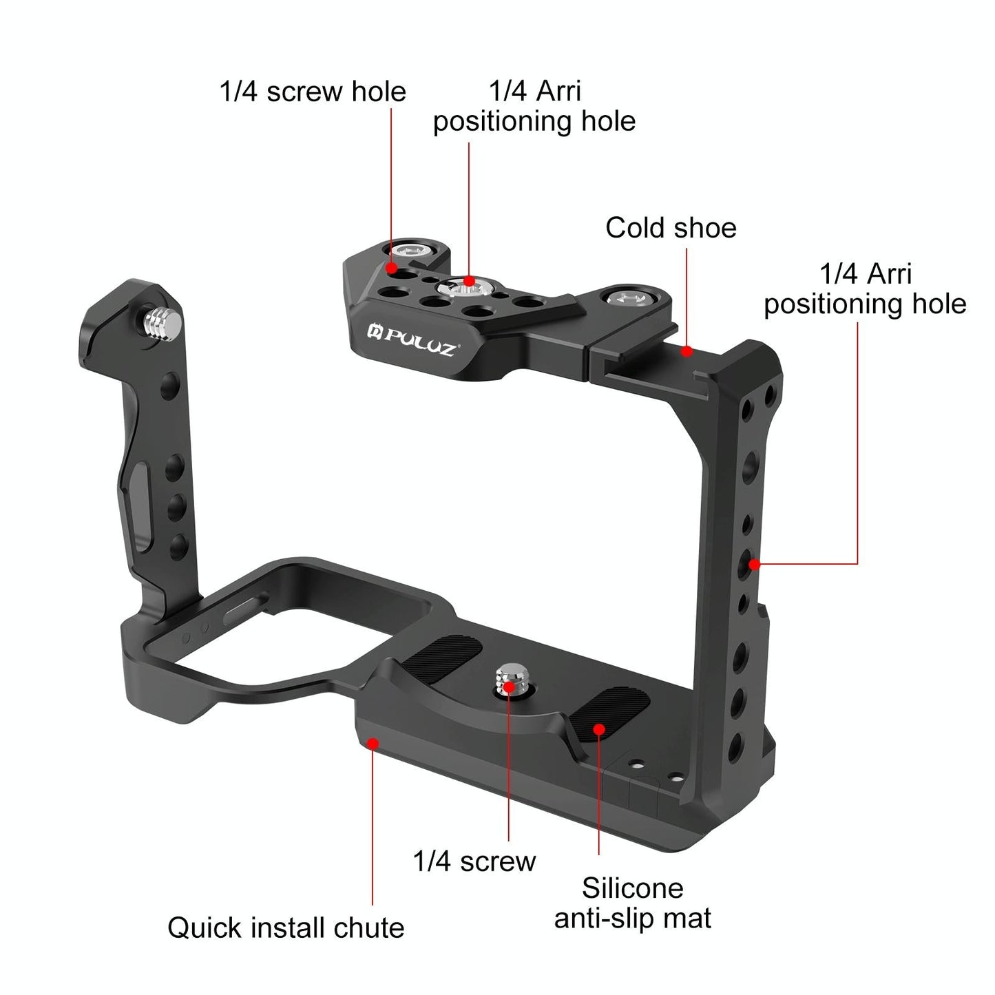 Camera Cage With Nota Slider - Metal Stabilizer Rig Black for Sony Ilme-Fx30 / Fx3