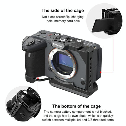 Camera Cage With Nota Slider - Metal Stabilizer Rig Black for Sony Ilme-Fx30 / Fx3