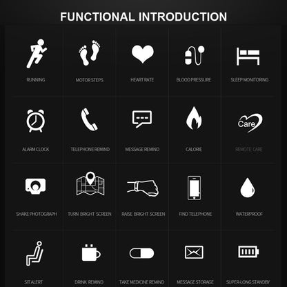 Smart Bracelet With Call Reminder Heart Rate & Sleep Monitoring - Ip67 Waterproof - Black