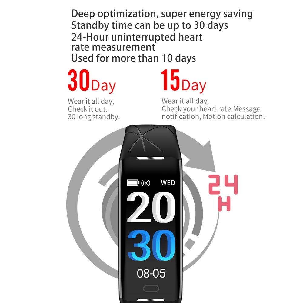 Smart Bracelet With Heart Rate Monitor And Call Reminder - Waterproof - Black