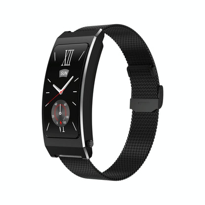 Smart Health Monitoring Bracelet With Bt Call And Leather Strap - Tarnish Silicone Strap
