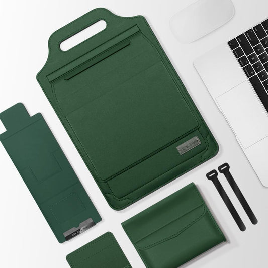 Versatile Laptop Bag with Mouse Pad Stand - Green