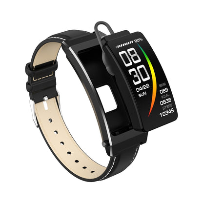 Smart Health Monitoring Bracelet With Bt Call And Leather Strap - Tarnish Leather Strap