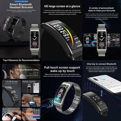 Smart Health Monitoring Bracelet With Bt Call And Leather Strap - Tarnish Leather Strap