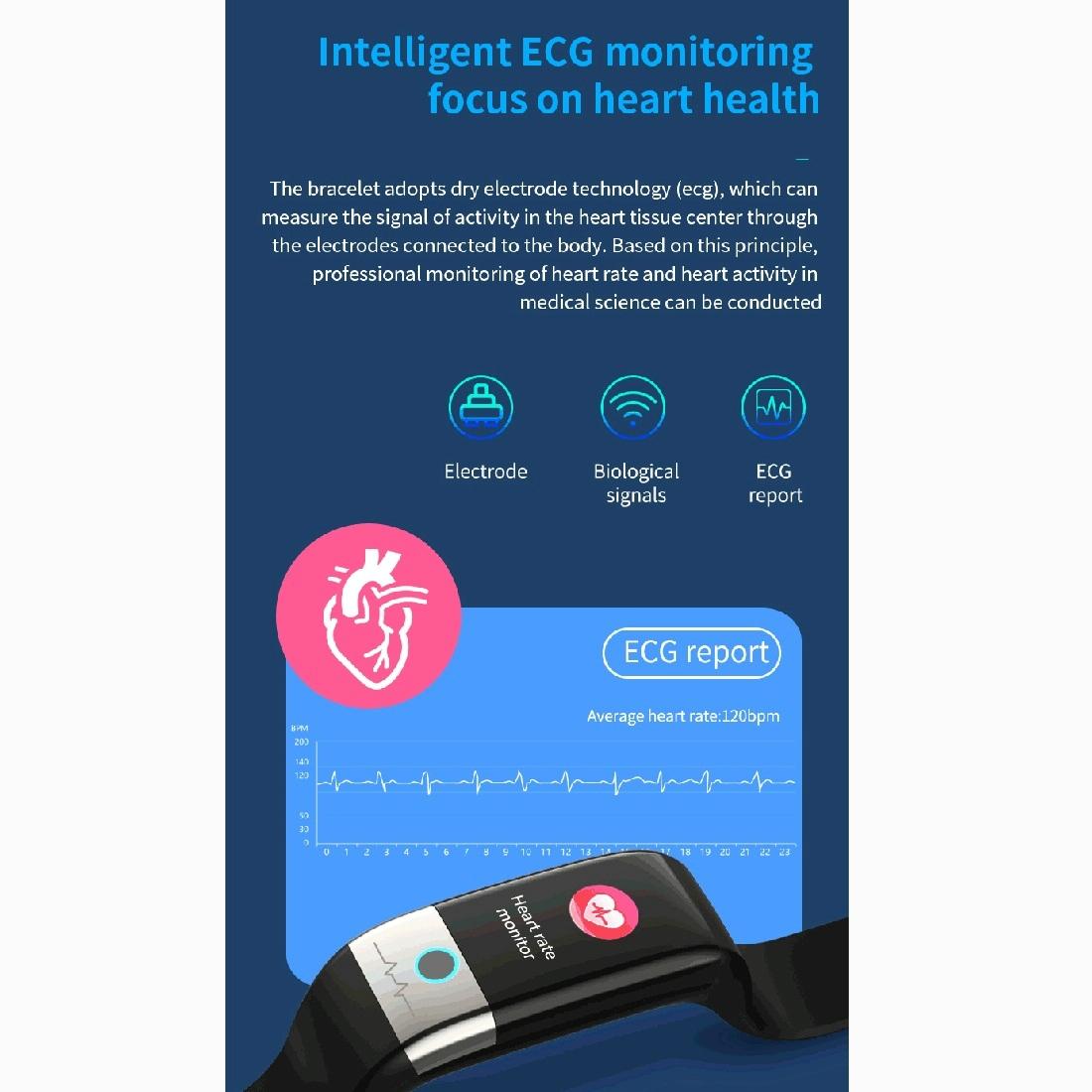 Smart Watch With Heart & Oxygen Monitoring Colour Screen Ip67 - Black