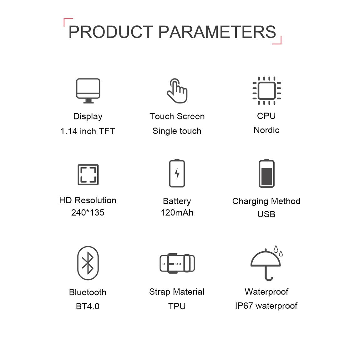 Waterproof Smart Bracelet With Call Reminder And Health Monitoring - Black